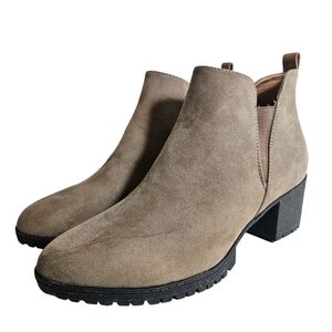 Dr Scholls London Brown Pull-on Closed toe Block Heel Booties Sz 9.5M